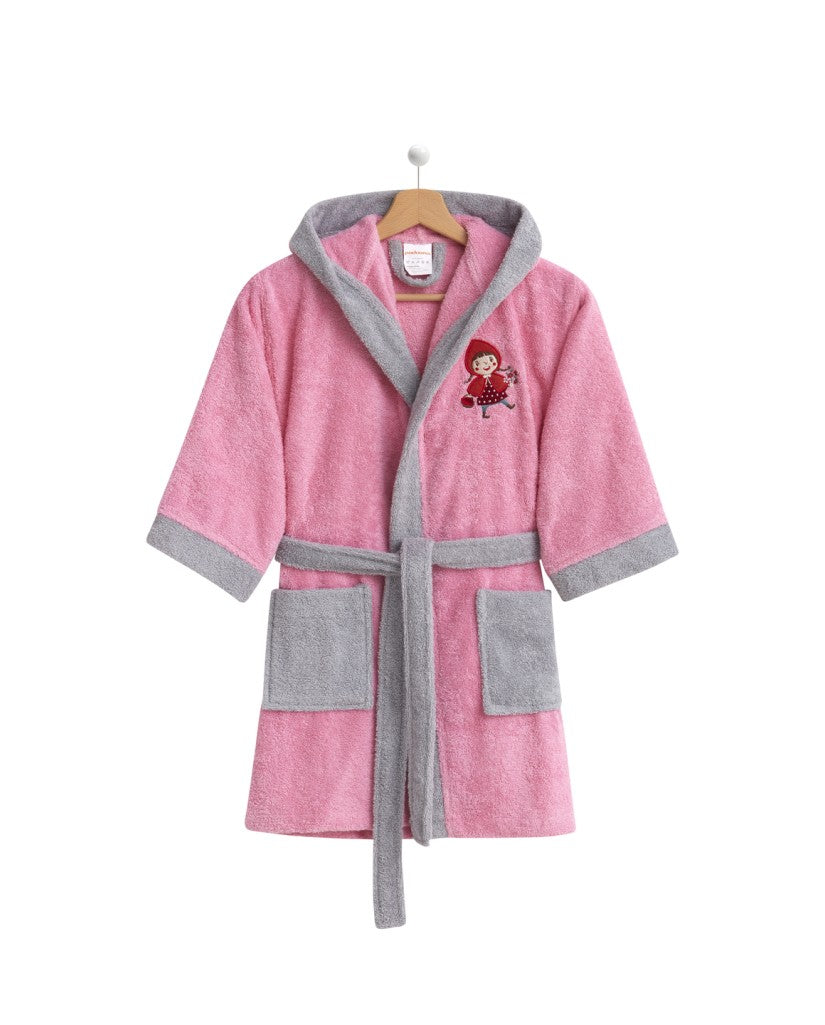 Albornoz Infantil Caperucita Rosa/gris