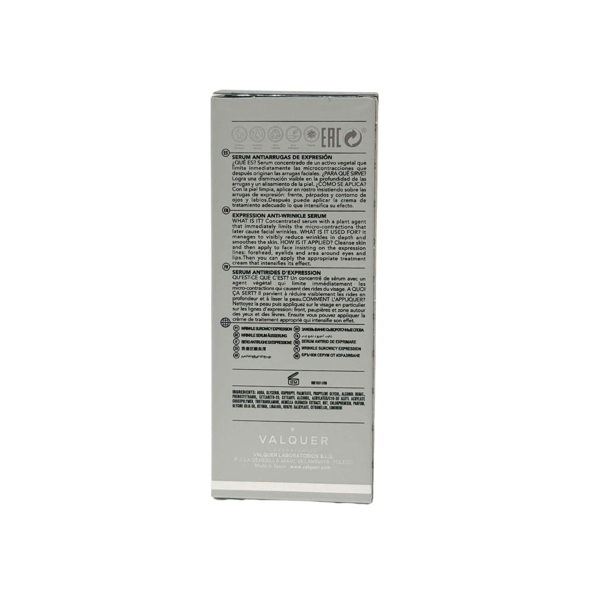 Sérum Facial Antiarrugas de Expresión – Acción Intensiva con Retinol - 30 ml Valquer®