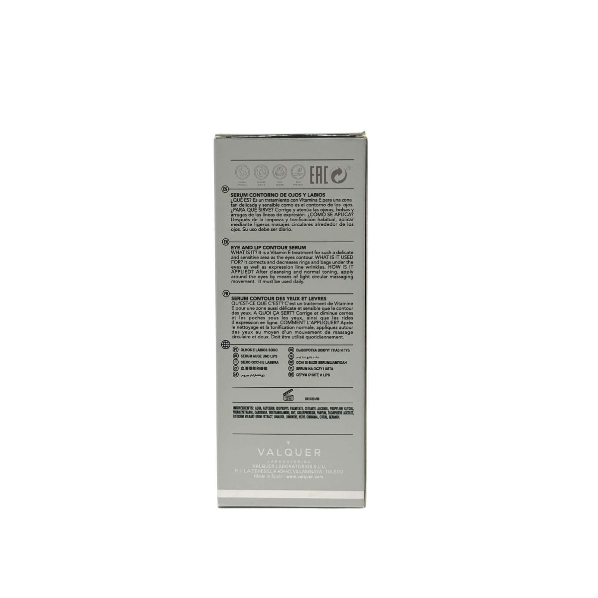 Sérum Contorno de Ojos y Labios – Acción Antiarrugas y Antioxidante - 30 ml Valquer®