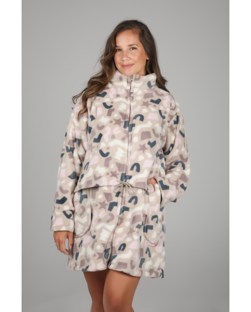 Bata de Mujer Beige Cremallera de Coralina
