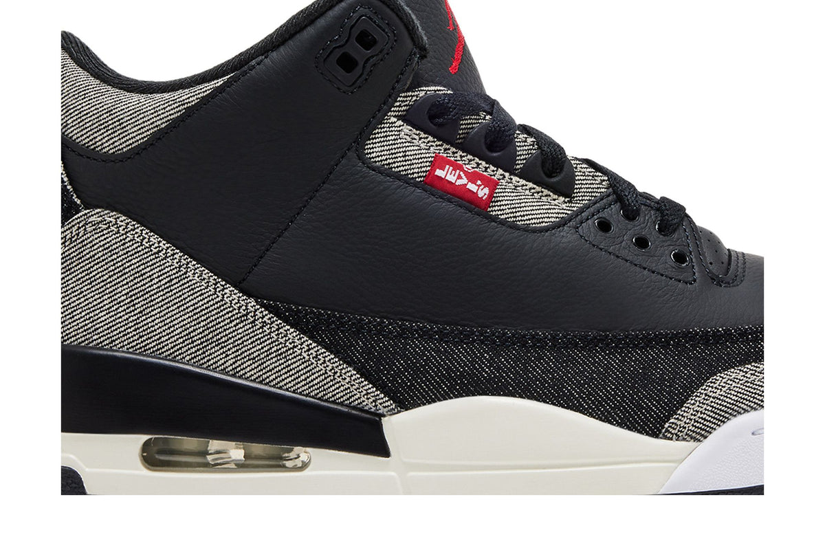 Jordan 3 Retro x Levi's Denim Negro vista frontal
