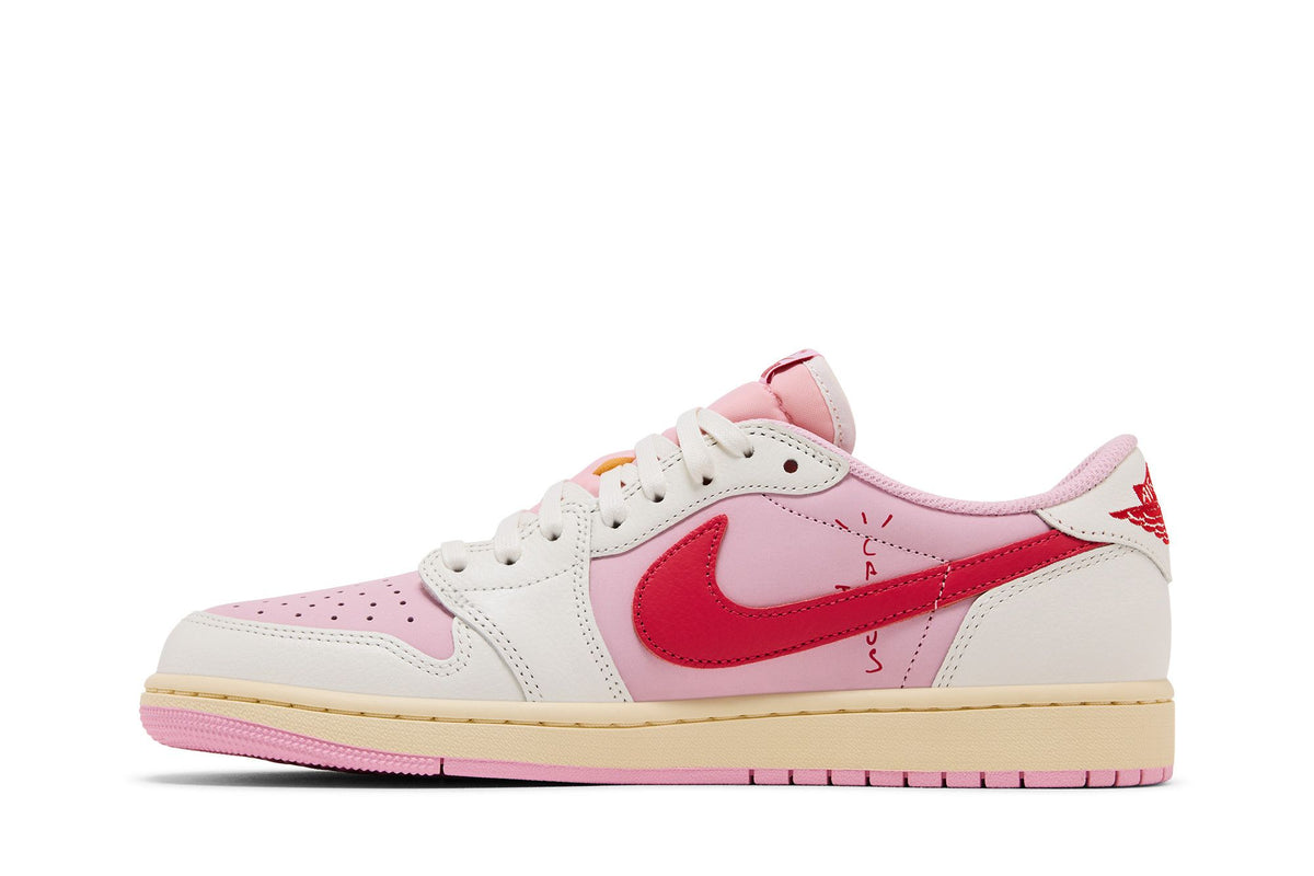 Jordan 1 Retro Low Travis Scott Sail Tropical Pink detalle bolsillo oculto