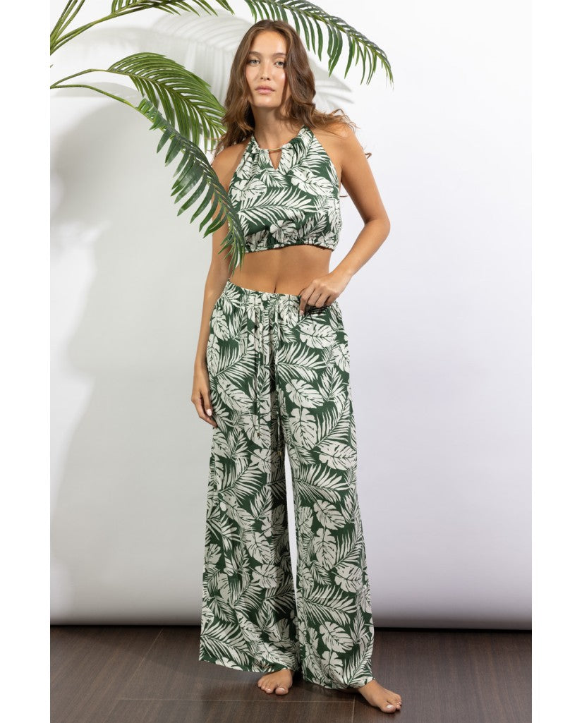 Conjunto Top y Pantalón Mujer Tropical Leaves
