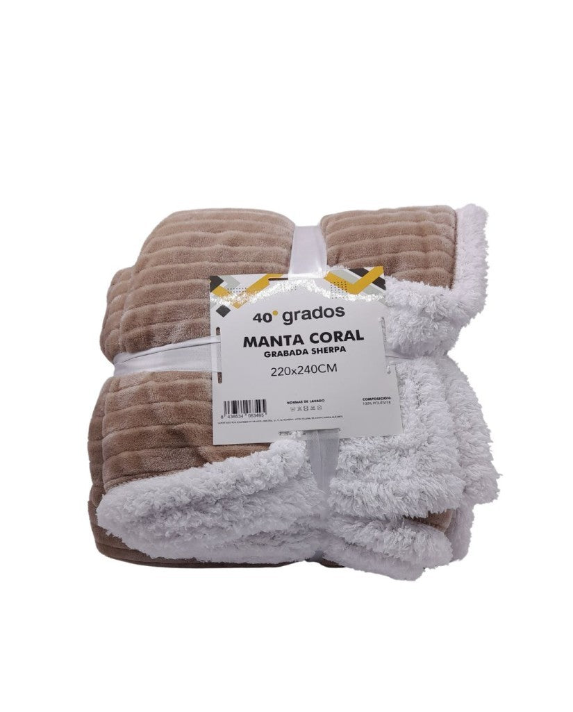 Manta Sherpa Coralina 220x240 Ref. 22LINEAS (imagen 2)