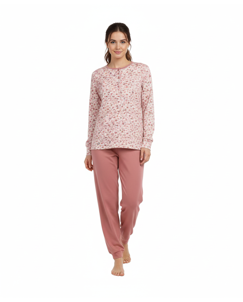 Pijama de Mujer Algodón Flores Rosa