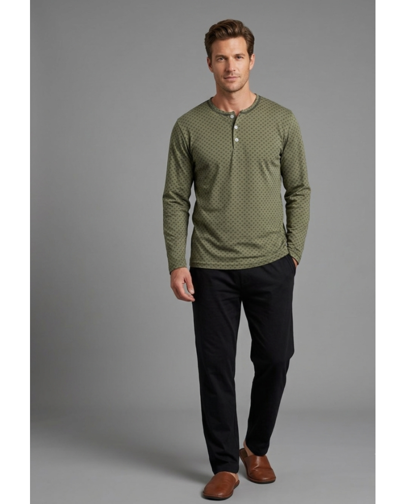 Pijama de Hombre Algodón Verde Estampado