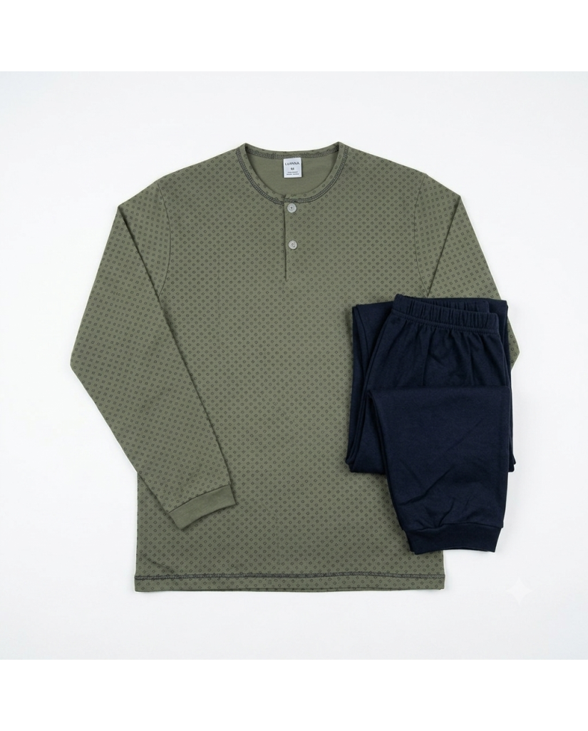 Pijama de Hombre Algodón Verde Estampado (imagen 2)