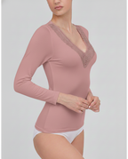 Camiseta de Mujer Manga Larga Termica Cuello Pico con Encaje (imagen 4)