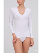 Camiseta de Mujer Manga Larga Termica Cuello Pico con Encaje (imagen 3)