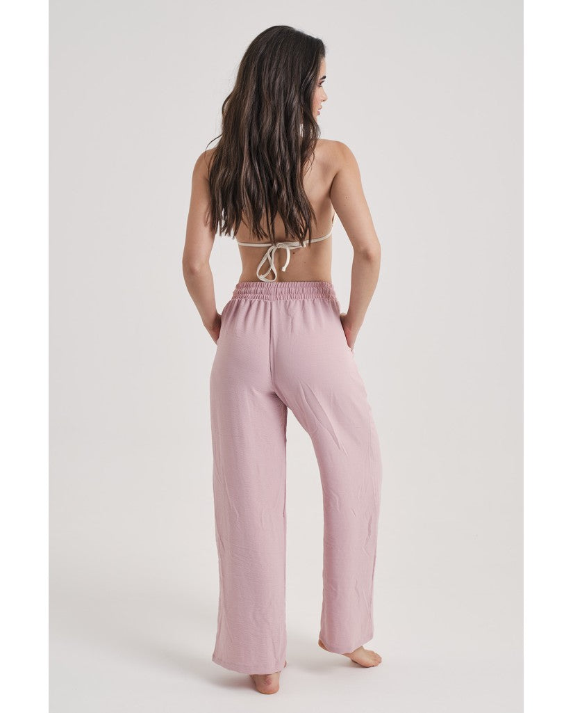 Pantalón Mujer Ancho Largo Rosa (imagen 2)