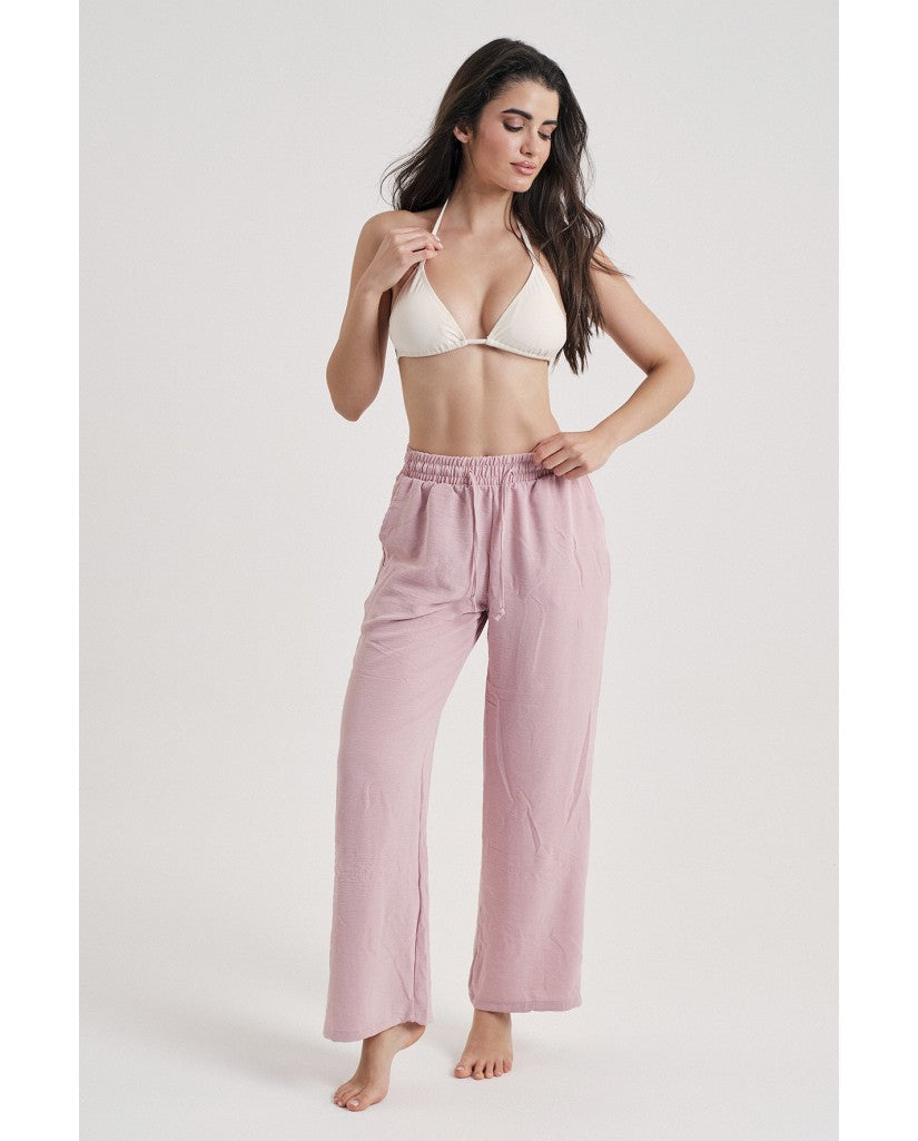 Pantalón Mujer Ancho Largo Rosa (imagen 3)