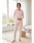 Pijama de Mujer Manga Larga Algodón Fino Flores