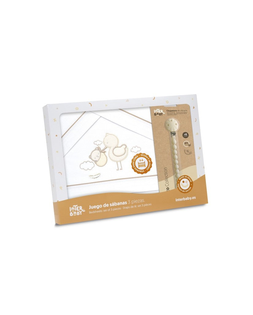 Tríptico Cuna Cigueña Oso y Broche