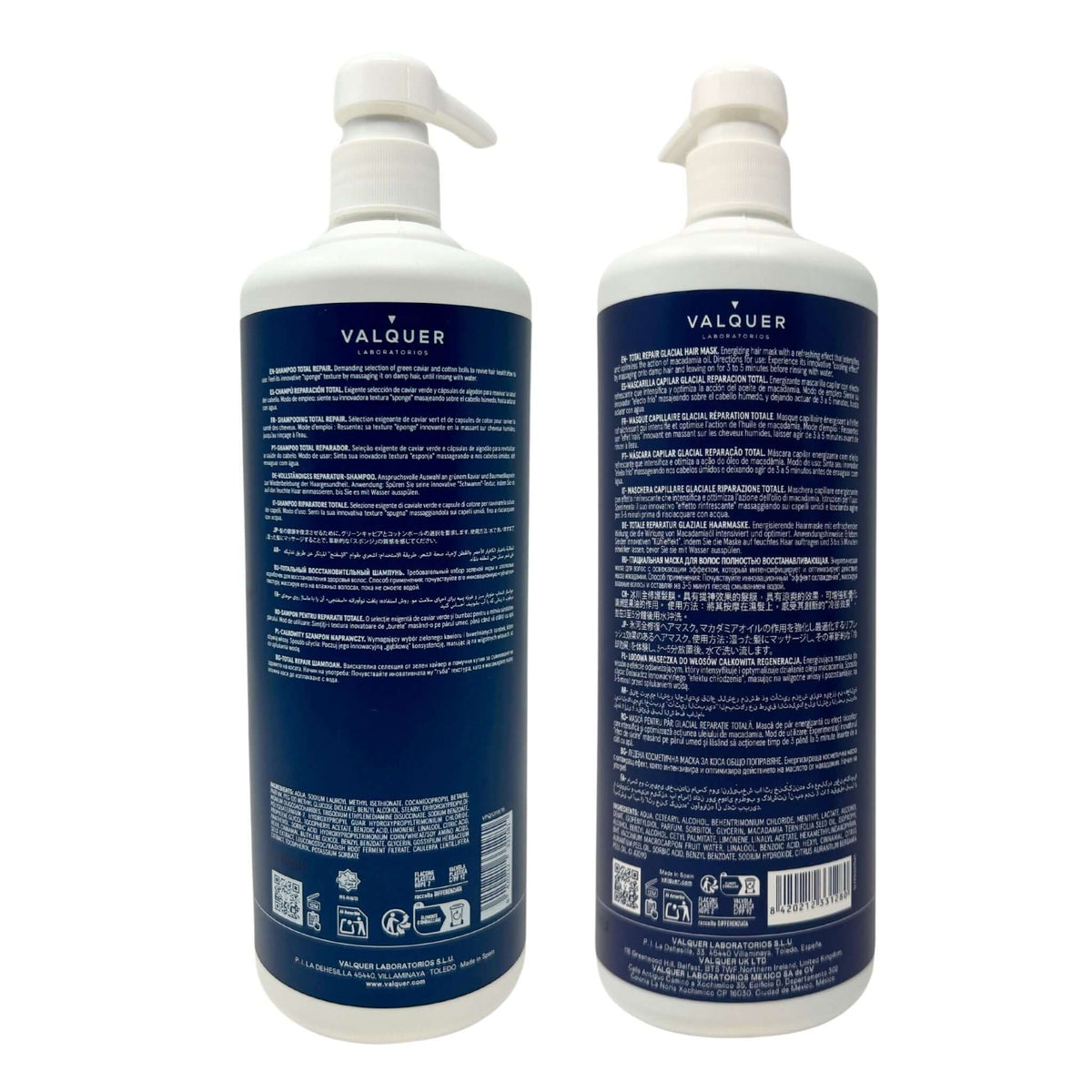 Pack Total Repair para Cabellos Dañados - Champú y Mascarilla - 1975 ml Valquer®