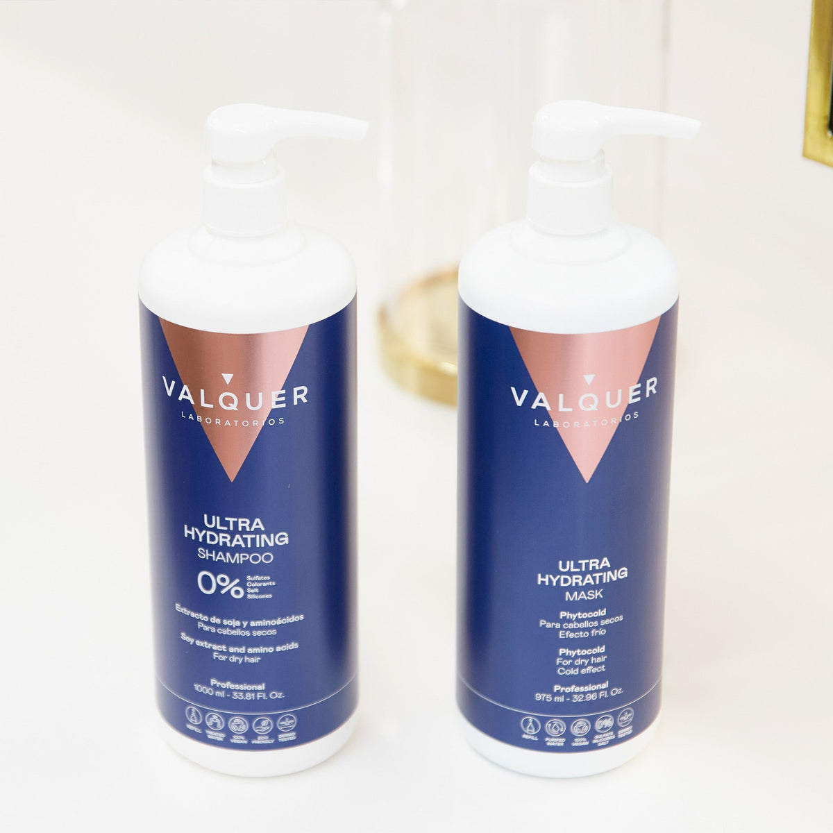 Pack Ultrahidratante Champú y Mascarilla efecto frío para Cabellos Secos - 1000 ml + 975 ml Valquer®