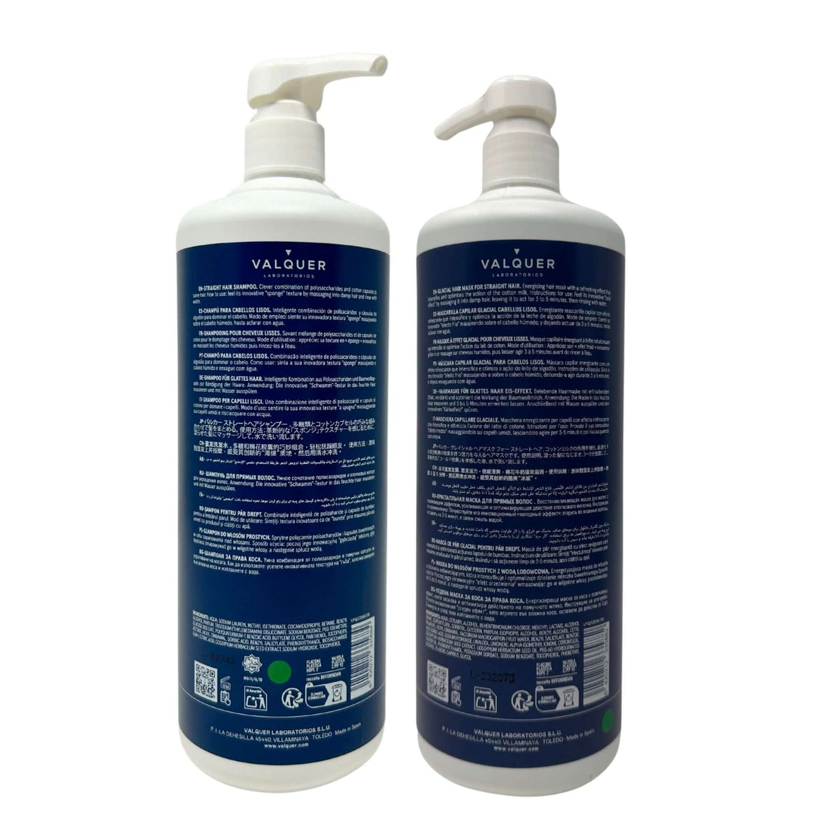 Pack para Cabellos Lisos - Champú y Mascarilla Capilar Glacial - 1000 ml + 975 ml Valquer®