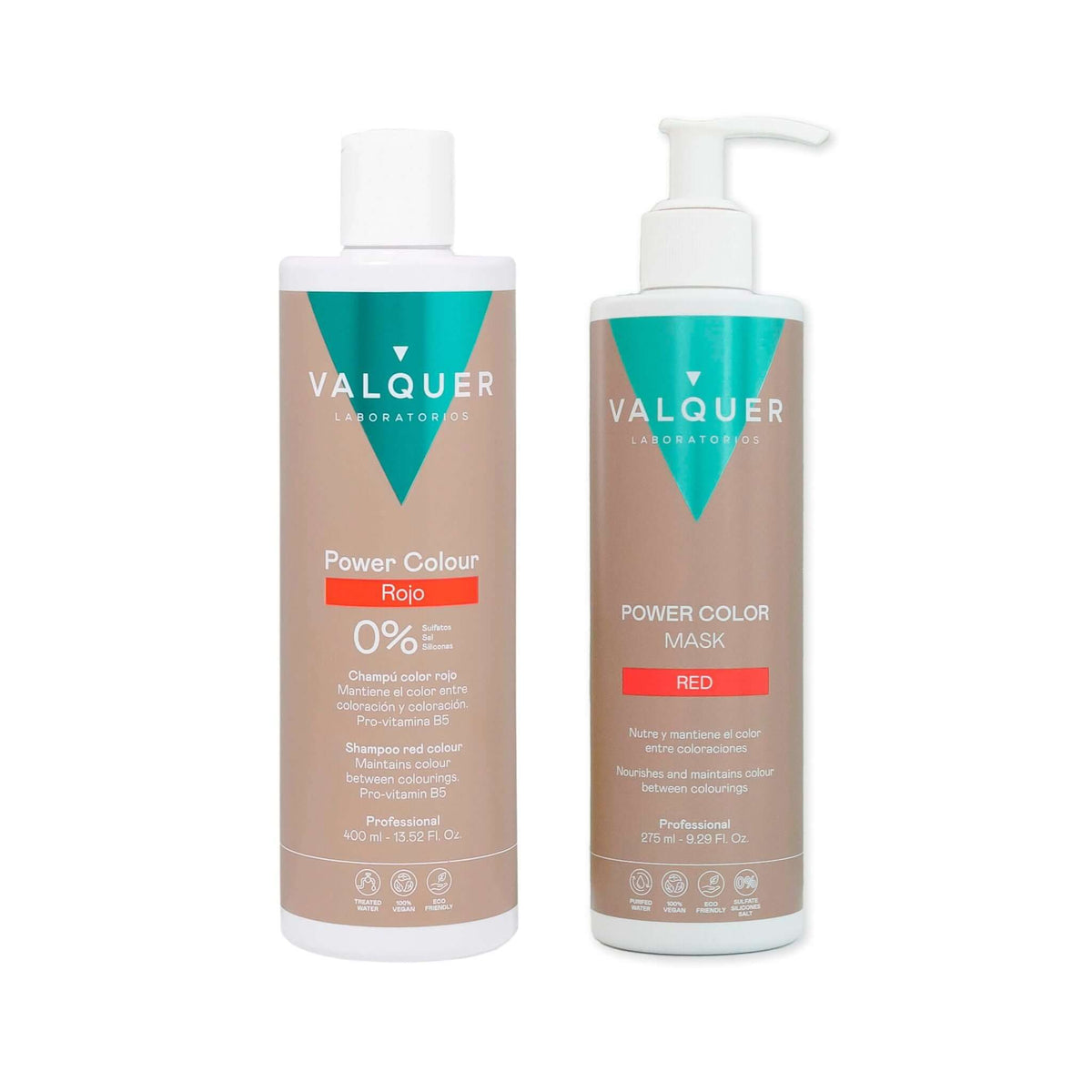 Pack Power Color Rojo - Champú y Mascarilla - 675 ml Valquer®