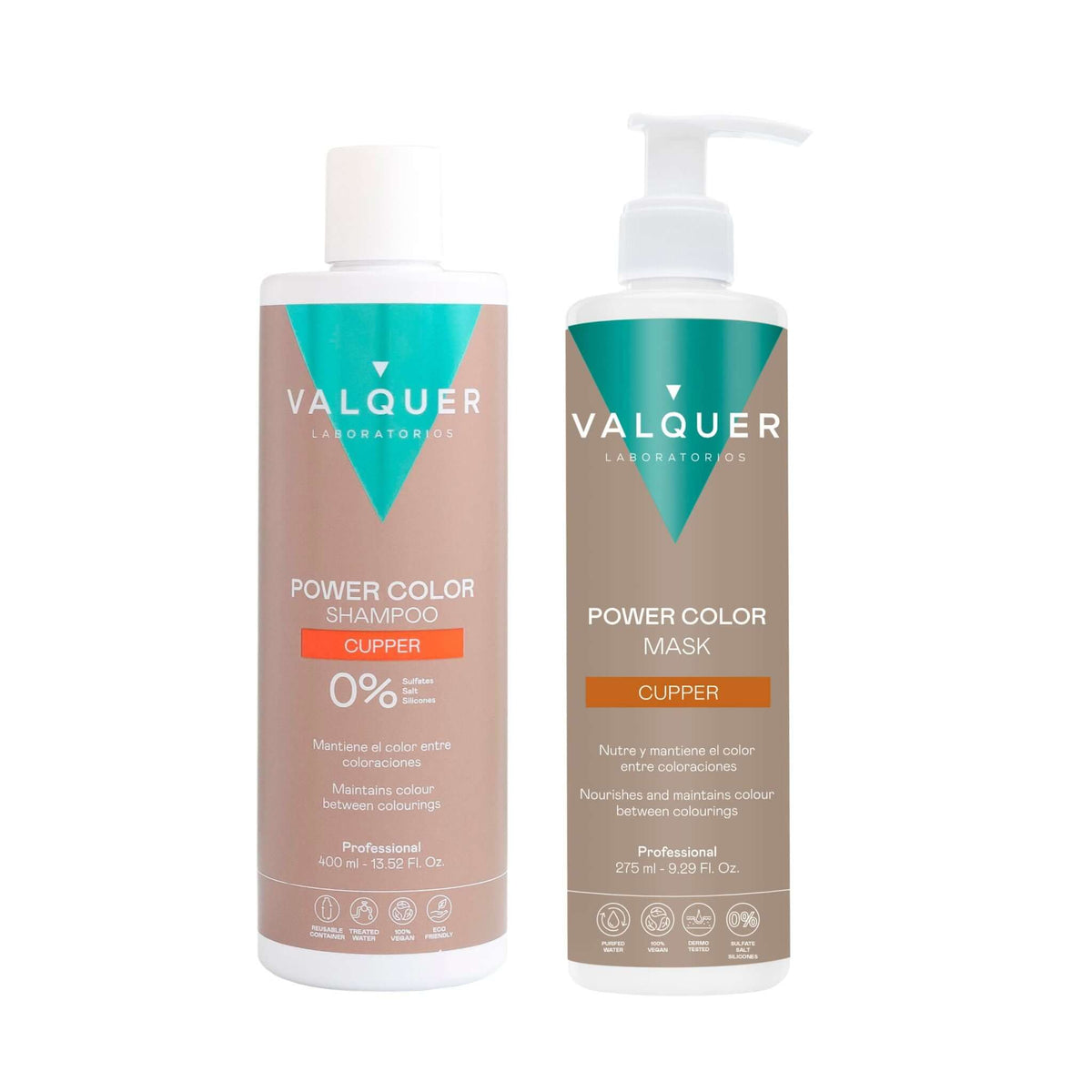 Pack Power Color Cobre - Champú y Mascarilla - 675 ml Valquer®