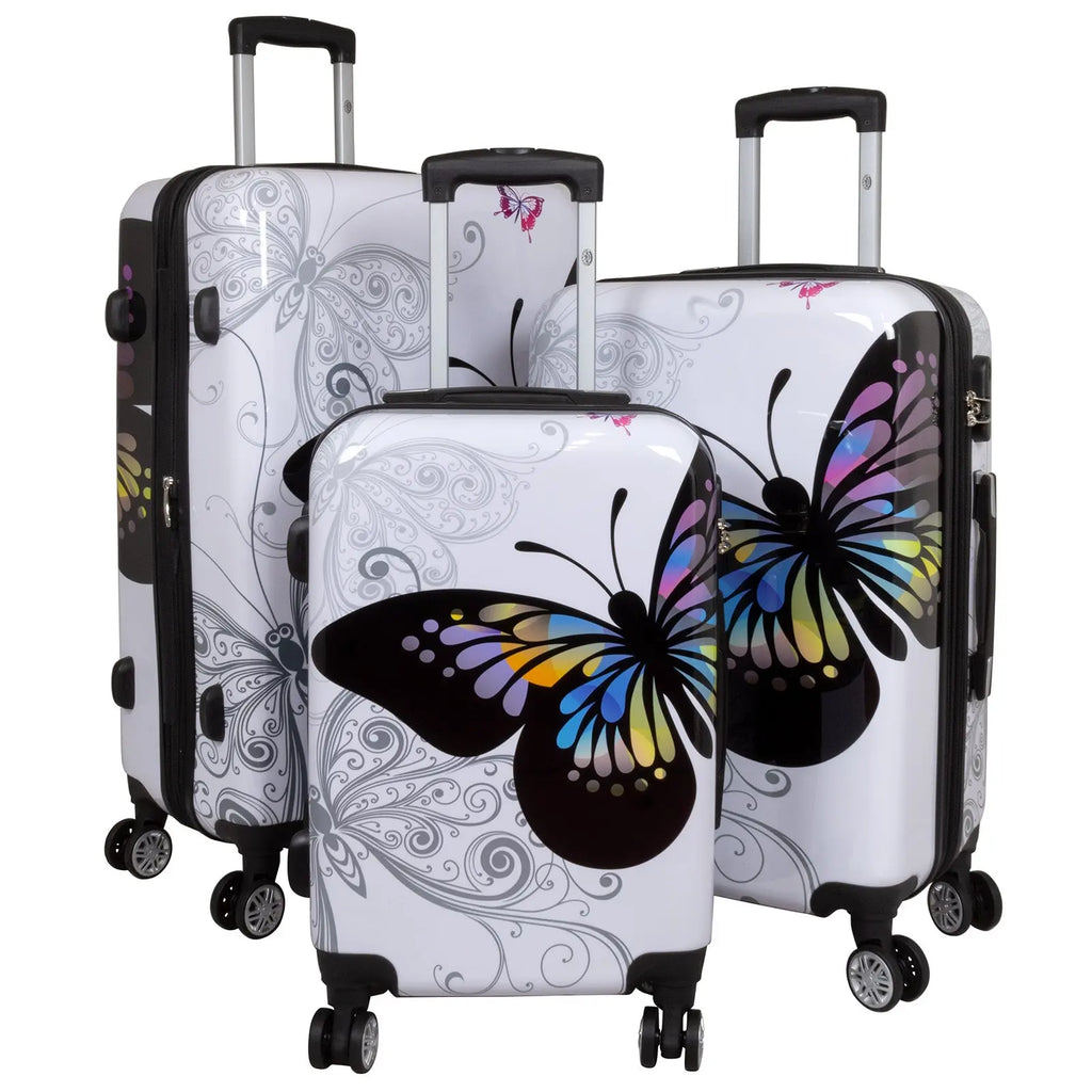 Maletas Rígidas Mariposa Tribal 3 Piezas 360°