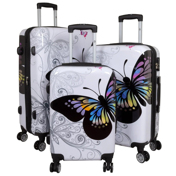 Maletas Rígidas Mariposa Tribal 3 Piezas 360°