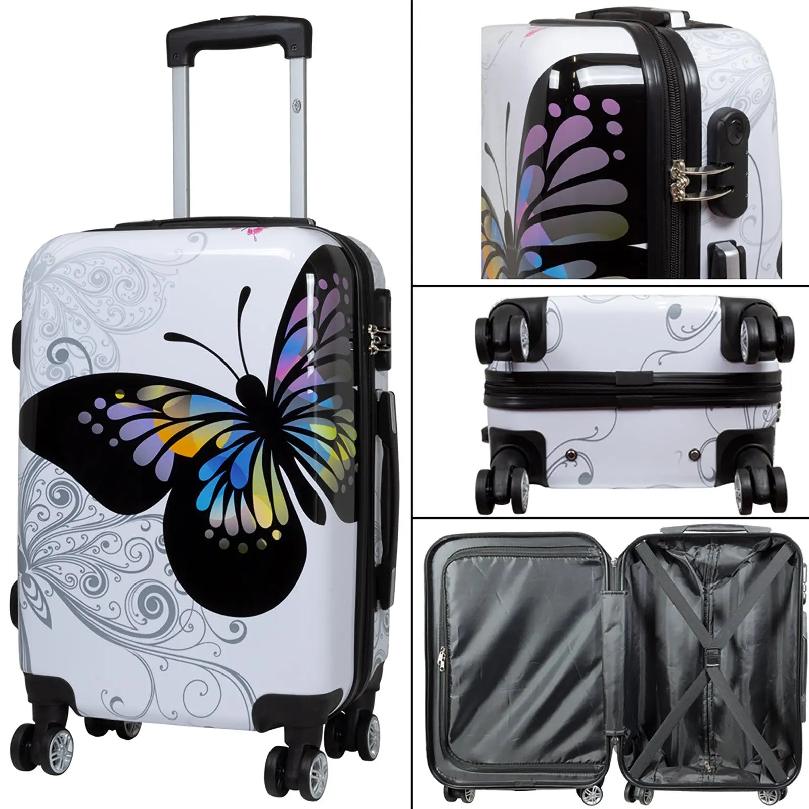 Maletas Rígidas Mariposa Tribal 3 Piezas 360° LOOFTYS