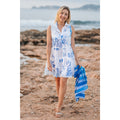 Vestido Corto Blanco con Estampado Azul Marino Vestido Verano Mujer LOOFTYS