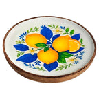 Bandeja decorativa de madera y resina con motivo de limones asimétrico. LOOFTYS