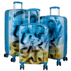 Juego de 3 Maletas Rígidas Verona Graffiti Azul y Marrón LOOFTYS