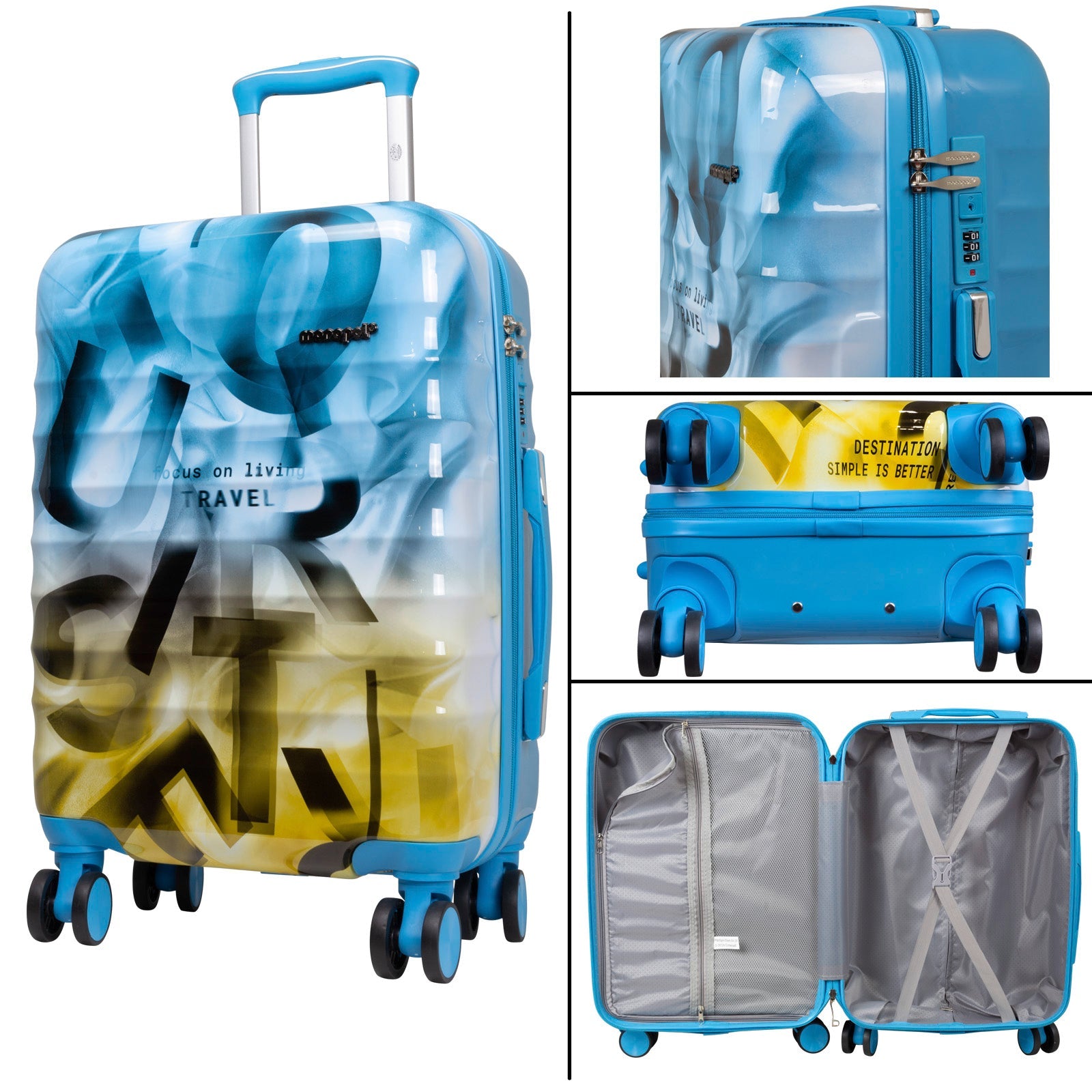 Juego de 3 Maletas Rígidas Verona Graffiti Azul y Marrón LOOFTYS