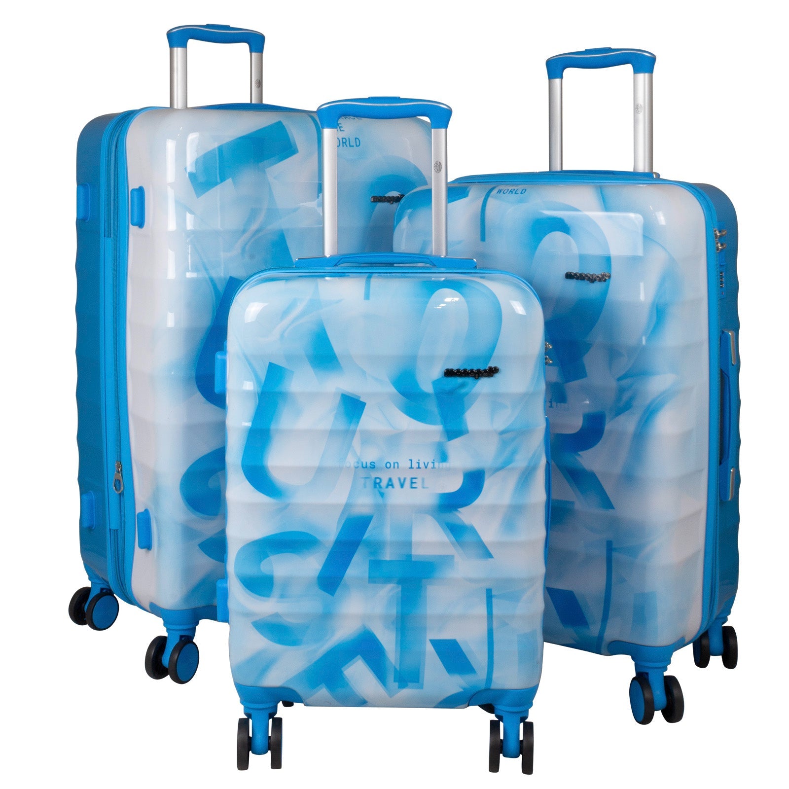 Juego de 3 Maletas Rígidas Verona Graffiti Azul y Blanco LOOFTYS