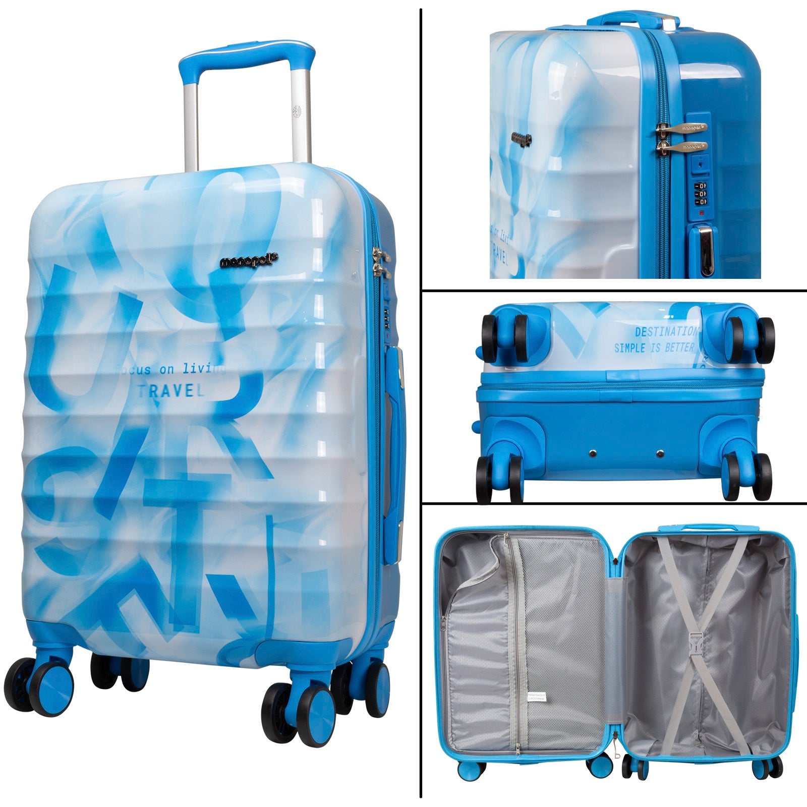 Juego de 3 Maletas Rígidas Verona Graffiti Azul y Blanco LOOFTYS