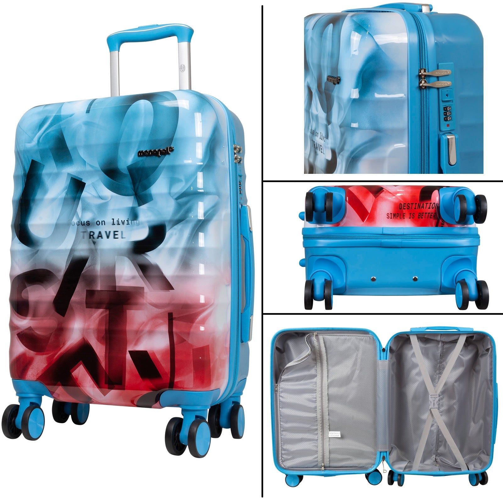 Juego de 3 Maletas Rígidas Verona Graffiti Azul y Rosa LOOFTYS