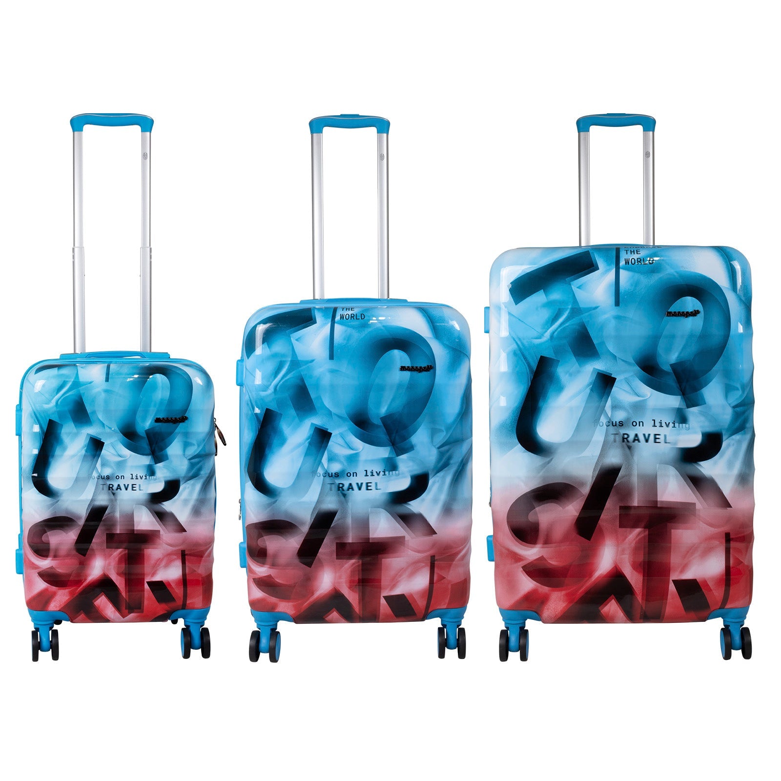 Juego de 3 Maletas Rígidas Verona Graffiti Azul y Rosa LOOFTYS