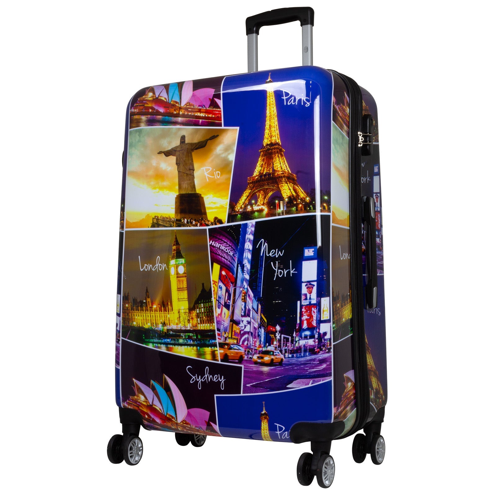 Juego de 3 Maletas Rígidas World Travel Janeiro Sydney Paris LOOFTYS