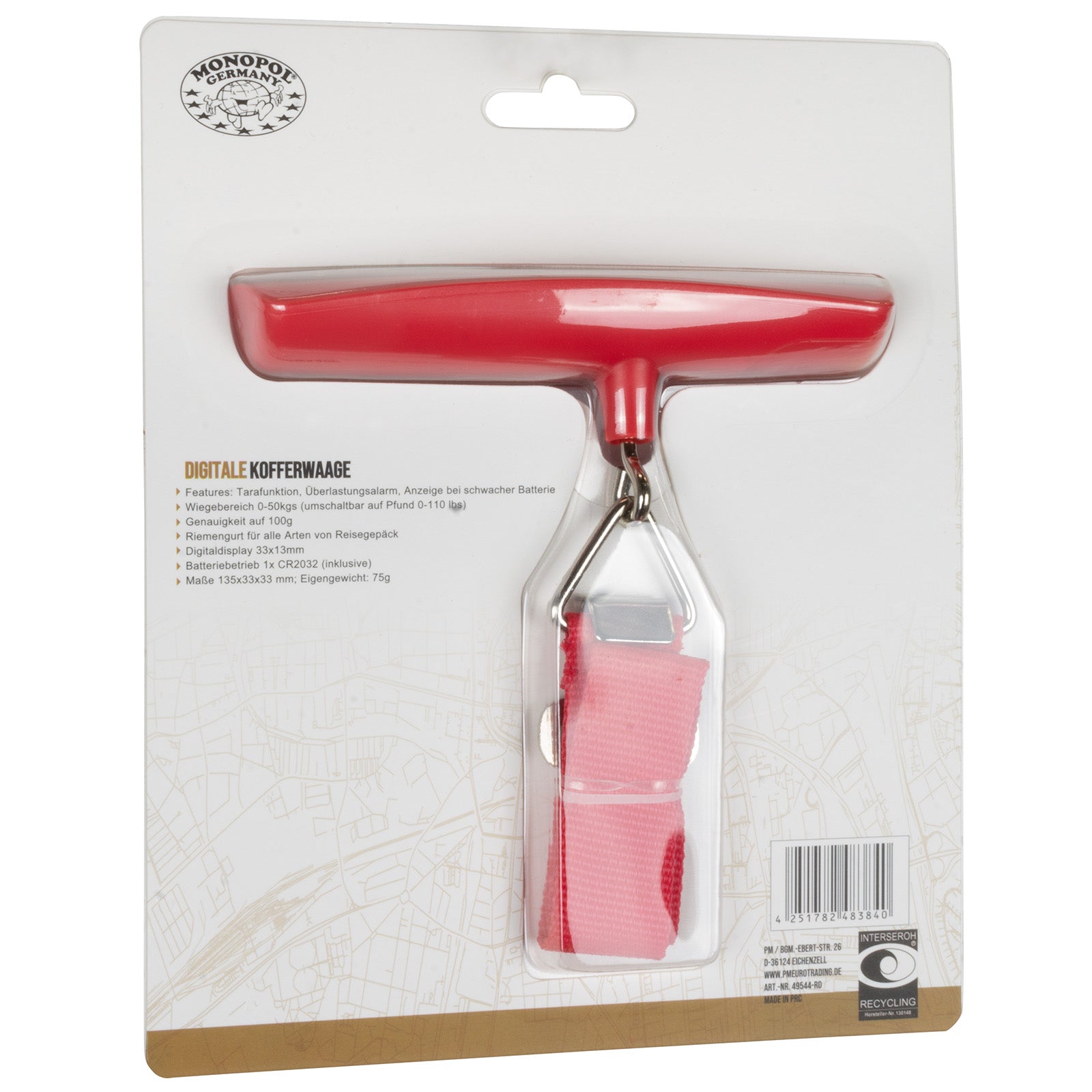 Báscula Digital para Maletas Roja – Precisión y Comodidad para Viajar 49544-RD LOOFTYS