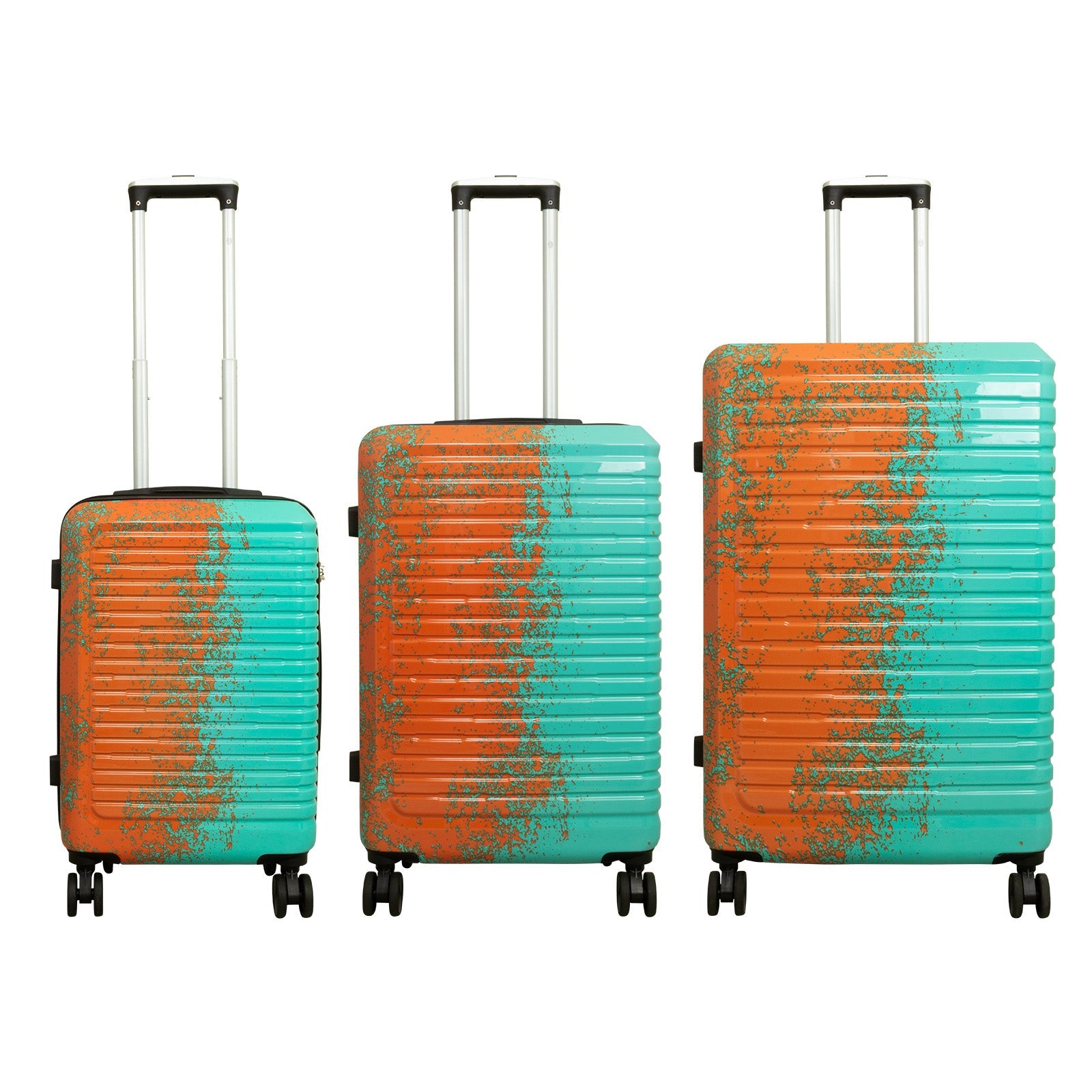 Juego de 3 Maletas Rígidas Sierra Graffiti Turquesa y Naranja LOOFTYS