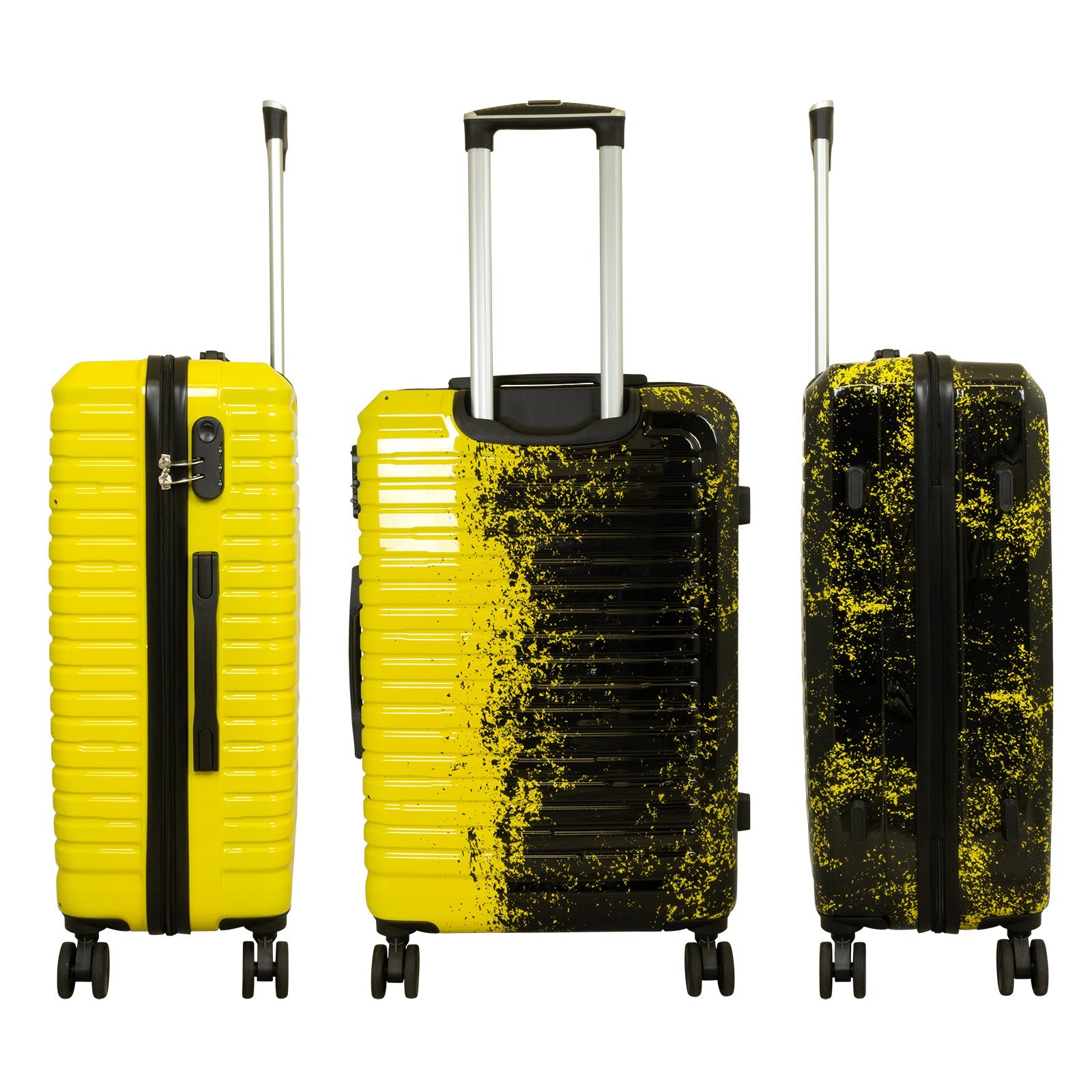 Juego de 3 Maletas Rígidas Sierra Graffiti Amarillo y Negro LOOFTYS