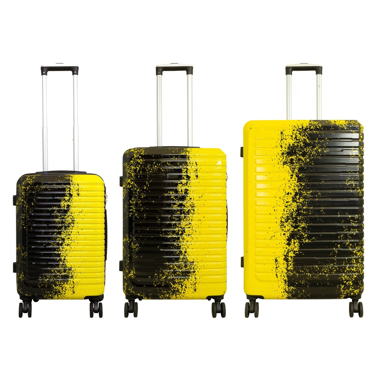 Juego de 3 Maletas Rígidas Sierra Graffiti Amarillo y Negro LOOFTYS