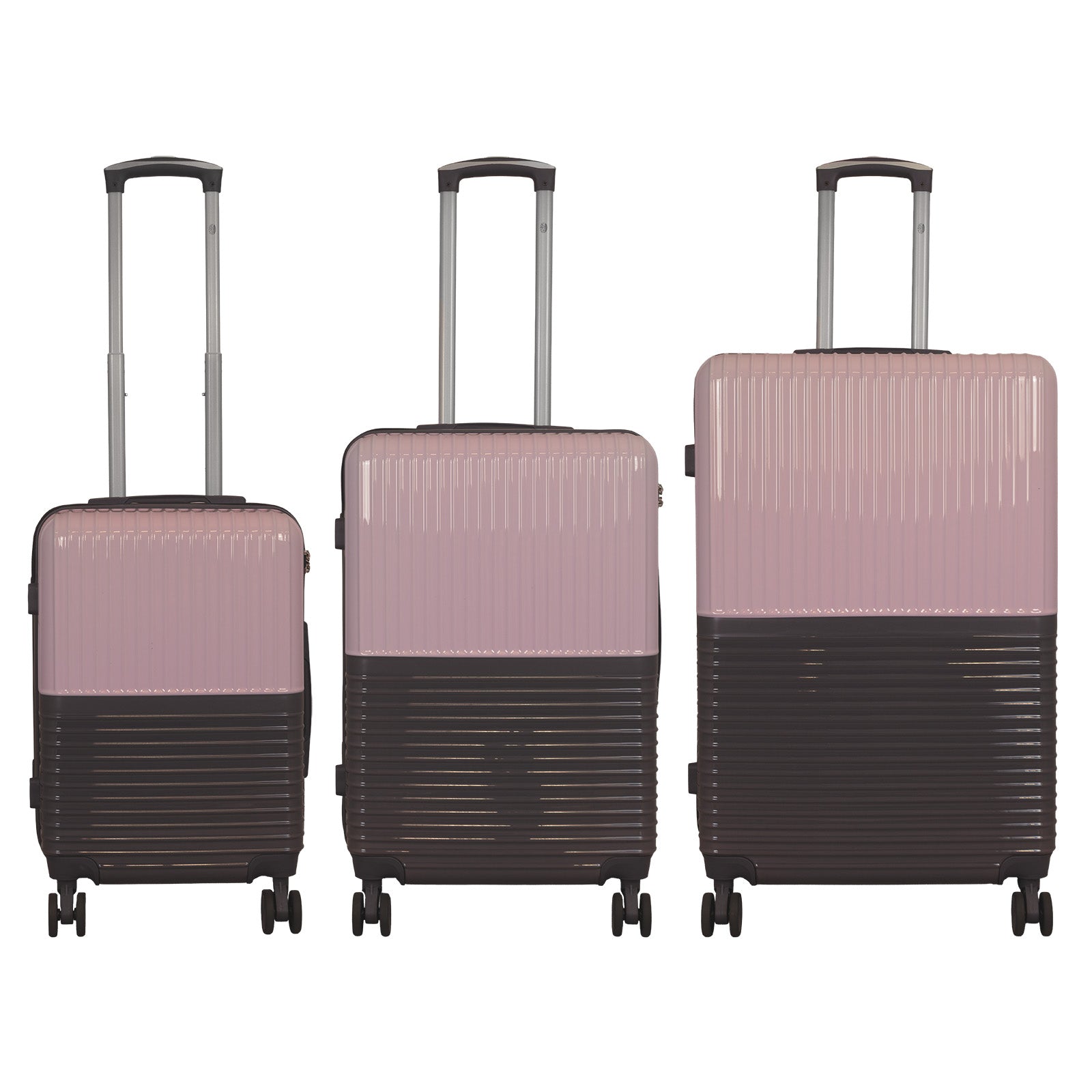 Juego de 3 Maletas Rígidas Riga Pink y Gris 360° ABS & Policarbonato LOOFTYS