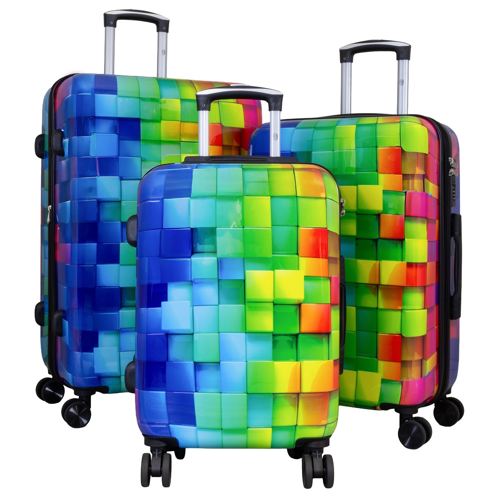 Juego de 3 Maletas Rígidas Mosaik Multicolor 3D 360° ABS & Policarbonato LOOFTYS