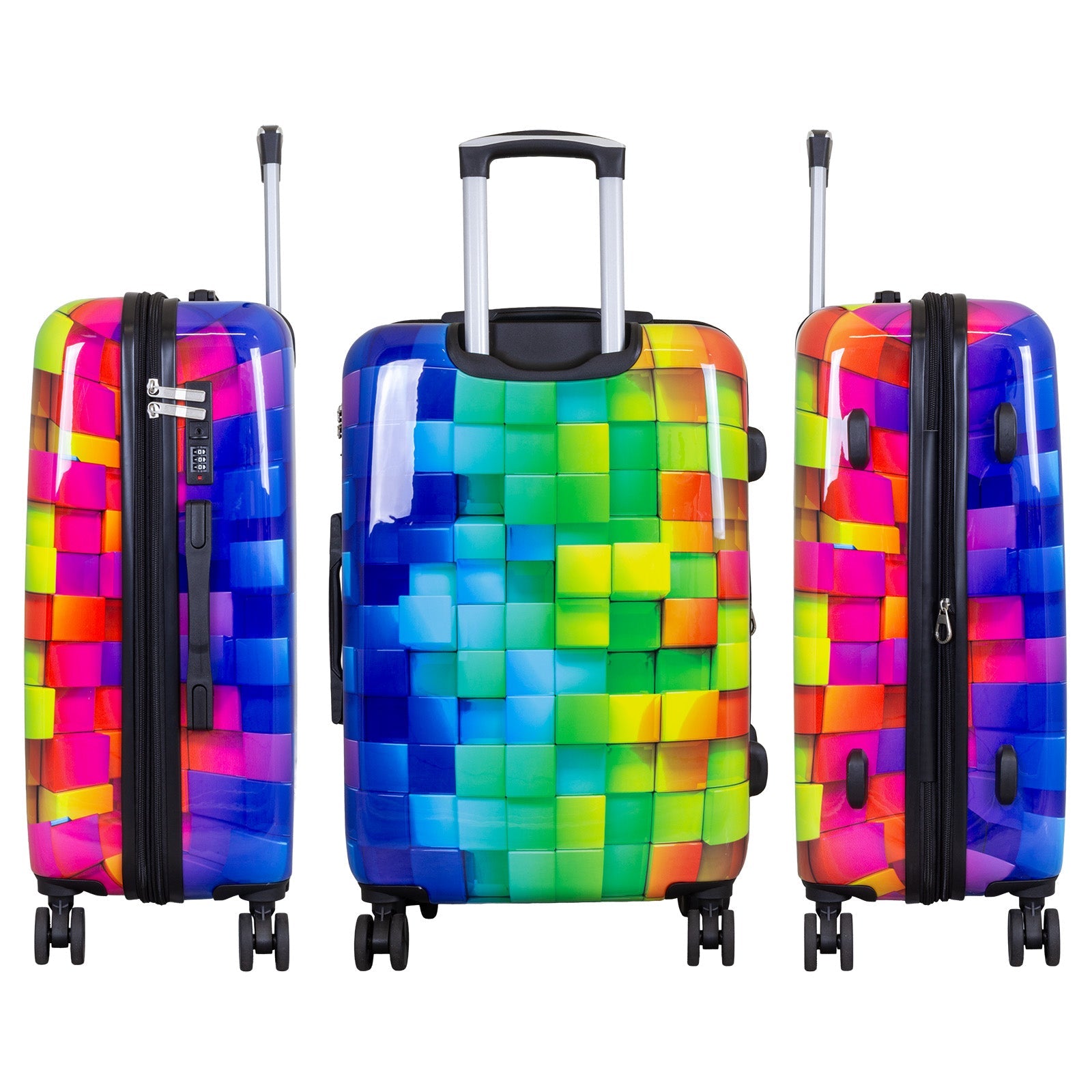 Juego de 3 Maletas Rígidas Mosaik Multicolor 3D 360° ABS & Policarbonato LOOFTYS