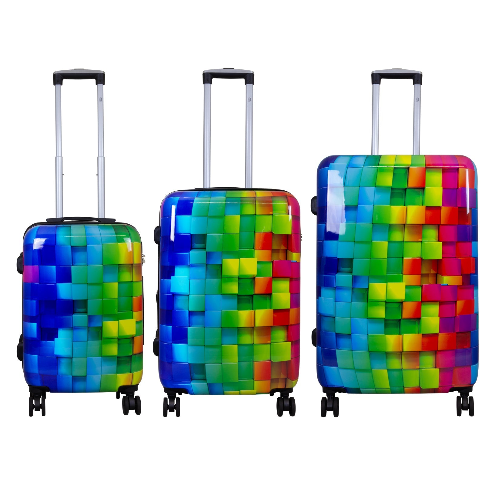 Juego de 3 Maletas Rígidas Mosaik Multicolor 3D 360° ABS & Policarbonato LOOFTYS