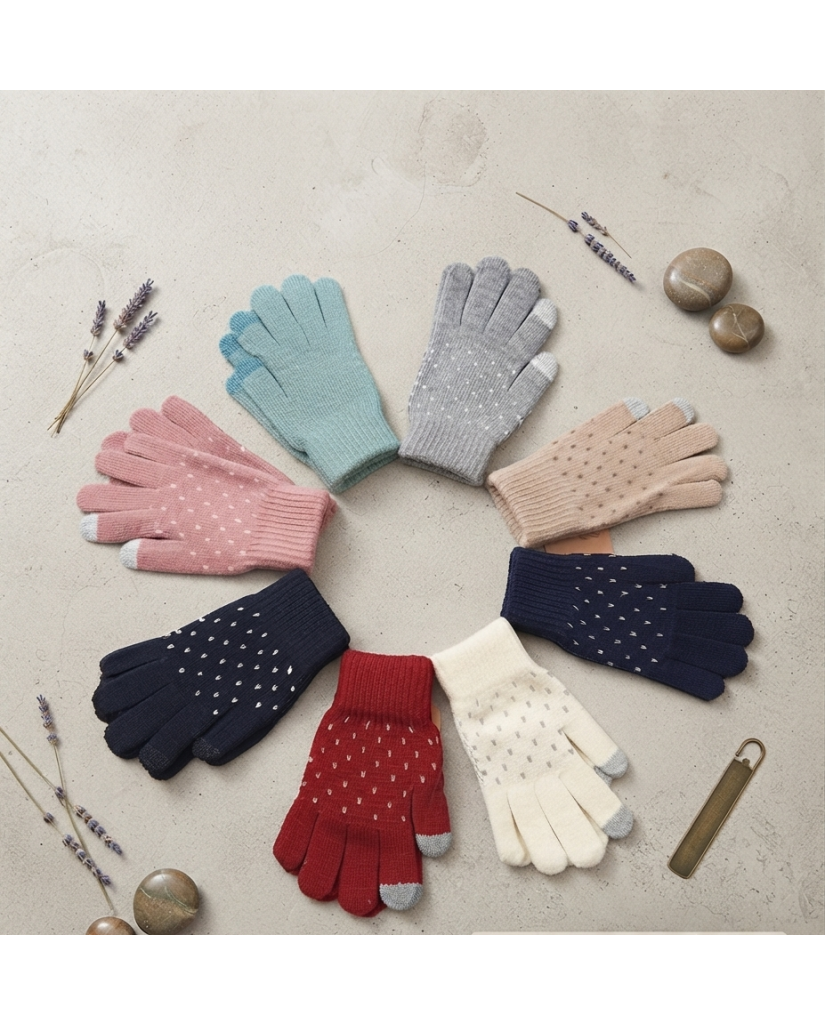 Guantes Mujer Puntitos Táctiles