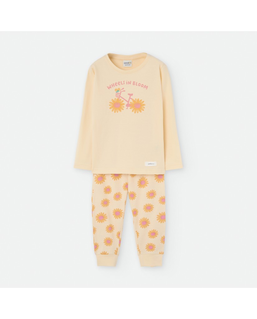 Pijama Manga Larga Niña Wheels In Bloom