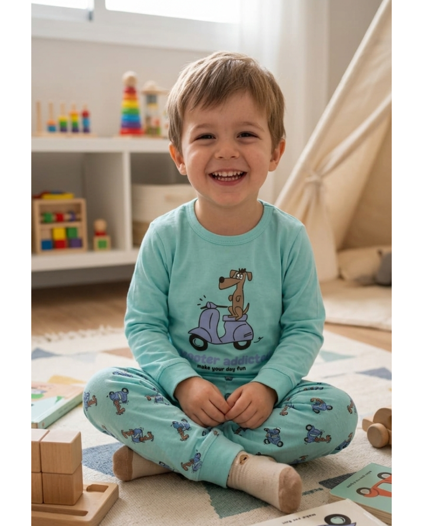 Pijama Niño Manga Larga Perro Scooter