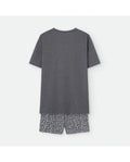 Pijama de Hombre Manga Corta Gris Calaveras