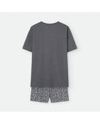 Pijama de Hombre Manga Corta Gris Calaveras