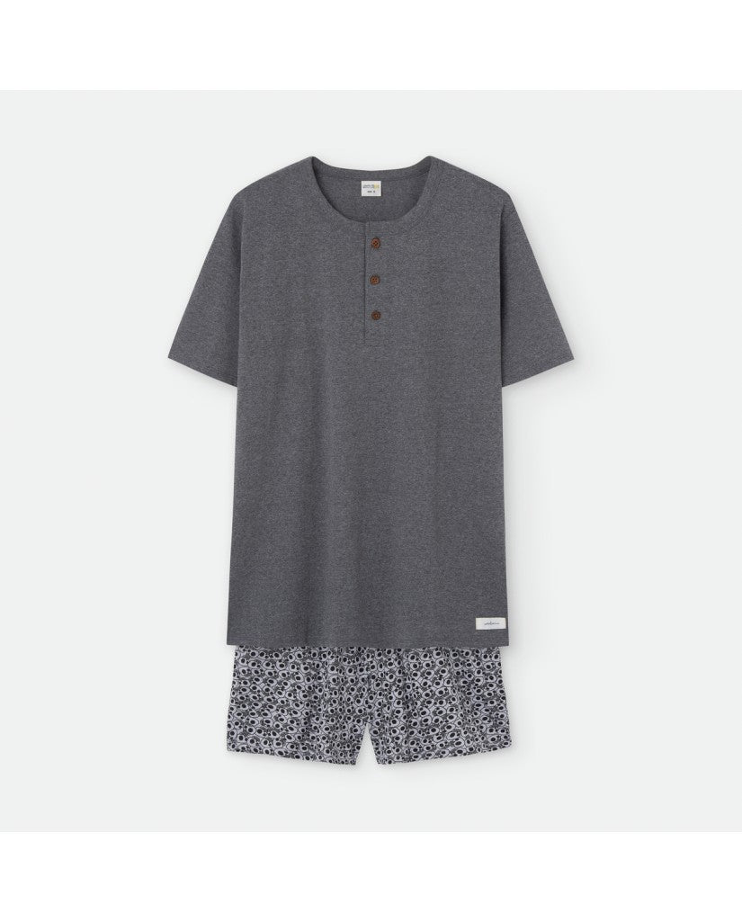 Pijama de Hombre Manga Corta Gris Calaveras (imagen 2)