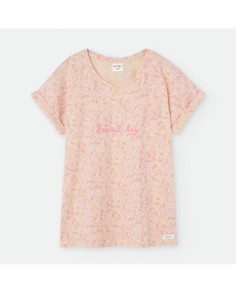 Pijama de Mujer Manga Corta Rosa Sleep All Day (imagen 2)