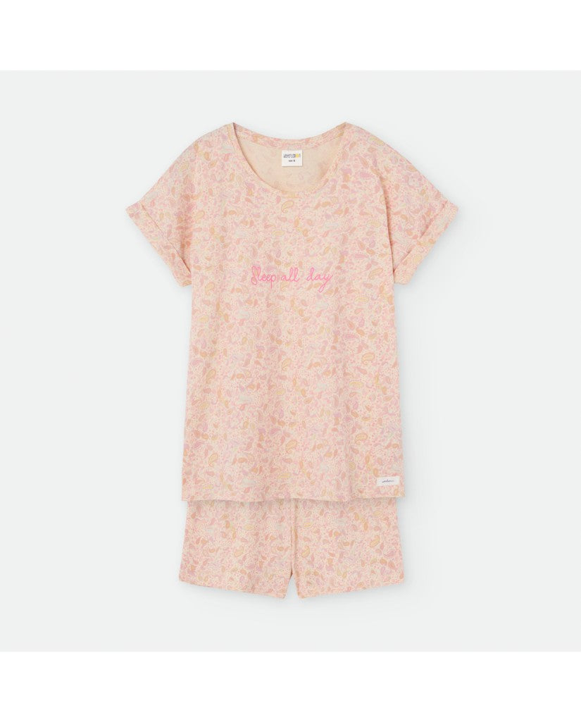 Pijama de Mujer Manga Corta Rosa Sleep All Day